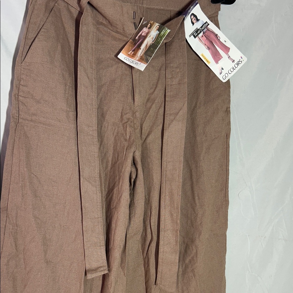 Women's Brown High-Waist Tie Front Pants